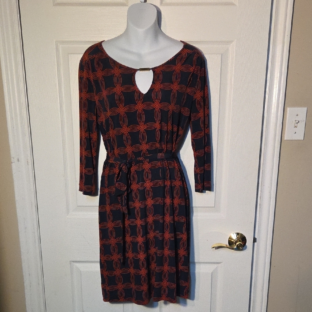Banana Republic Navy and Red Long Sleeve Dress Sz S ✨️5/$30